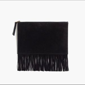 Madewell cute leather and fringe clutch!